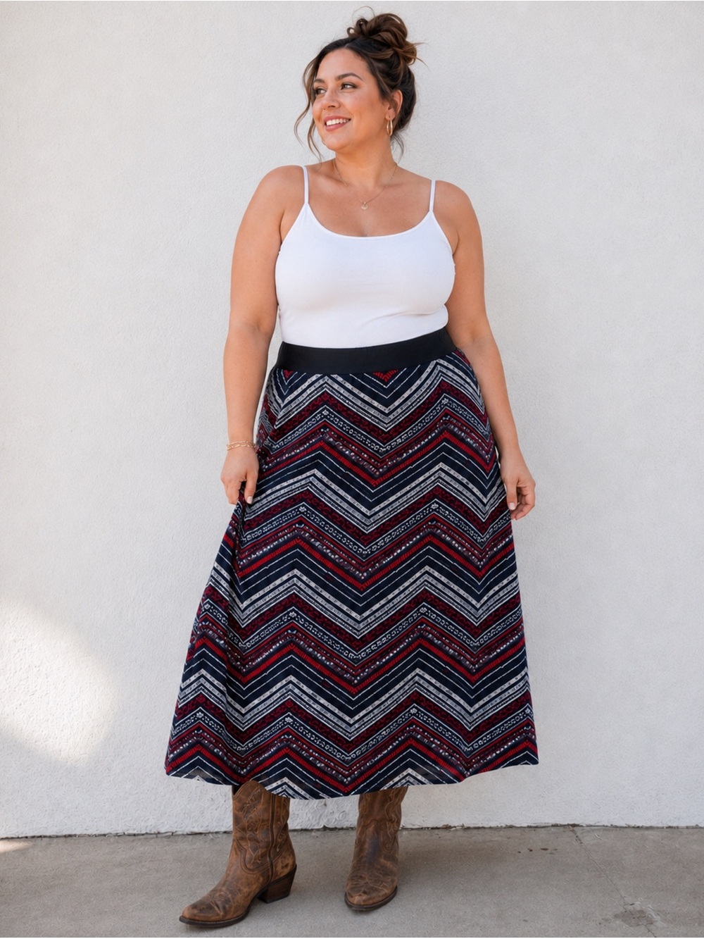 Maxi Skirt | Size Plus 2X | Geometric Print | Laura